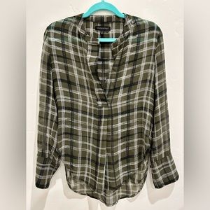 Banana Republic Olive Striped Sheer Blouse